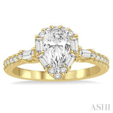 1/2 ctw Diamond Semi-mount Engagement Ring in 14K Yellow and White Gold